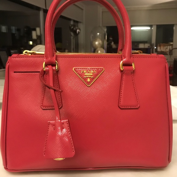 Prada saffiano leather mini double zip - Peonia - Picture 1 of 8